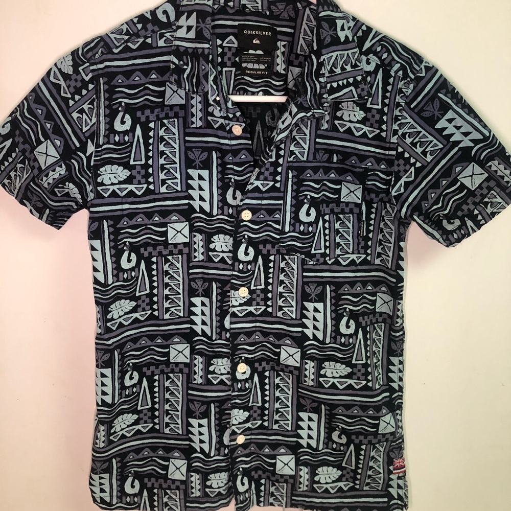 Quiksikver Boys Sz Med S/S button down shirt